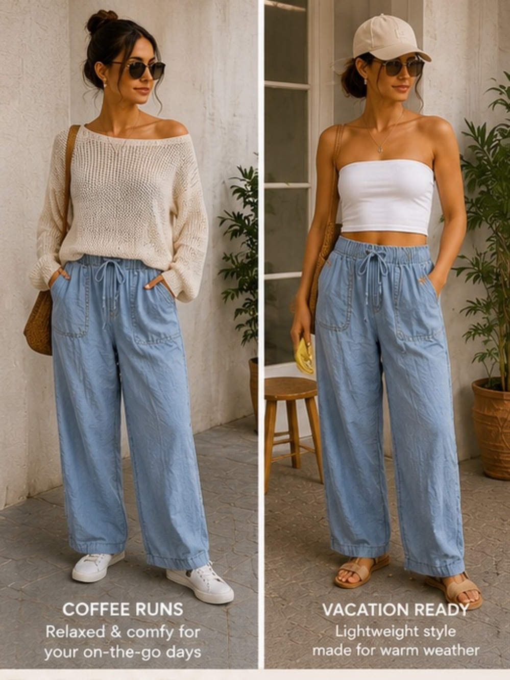 🤎 Thread + Supply Chambray Lyocell Pull-On Pants — Size Large